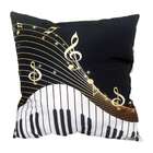 Almofada Impressão Digital Piano Preto E Branco 42x42cm Uniart