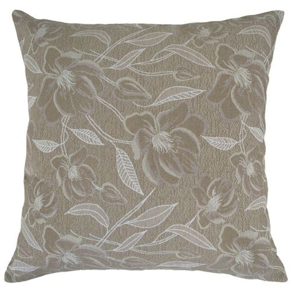 Almofada Jacquard Flores 40x40cm Ráfia - Somente Capa