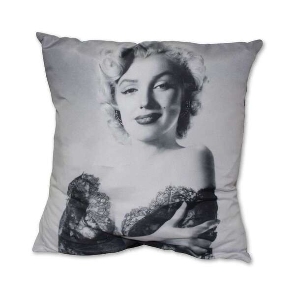 Almofada Marilyn Vestido De Renda Preto & Branco 42x42cm Unia