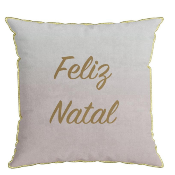Almofada Natal Foil Laranja Belchior 43x43cm Modelo:felíz Nat