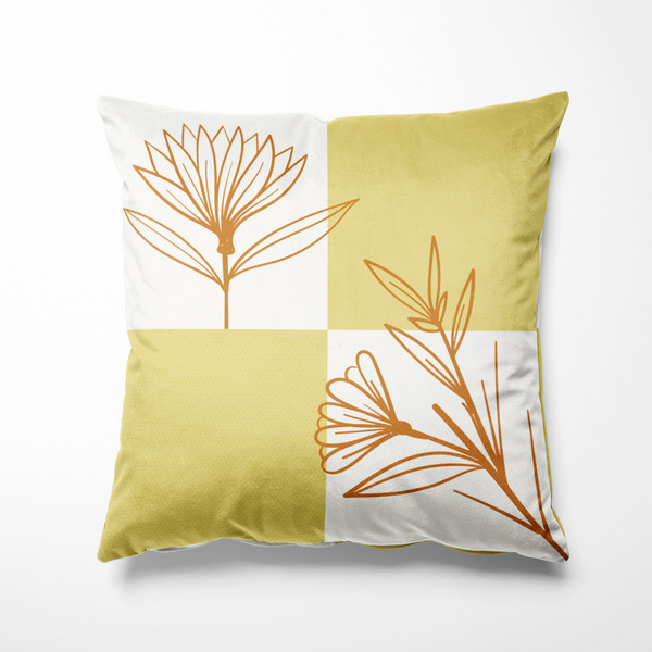 Almofada Natural Flor Laranja 40x40cm - Serigrafada Frente E