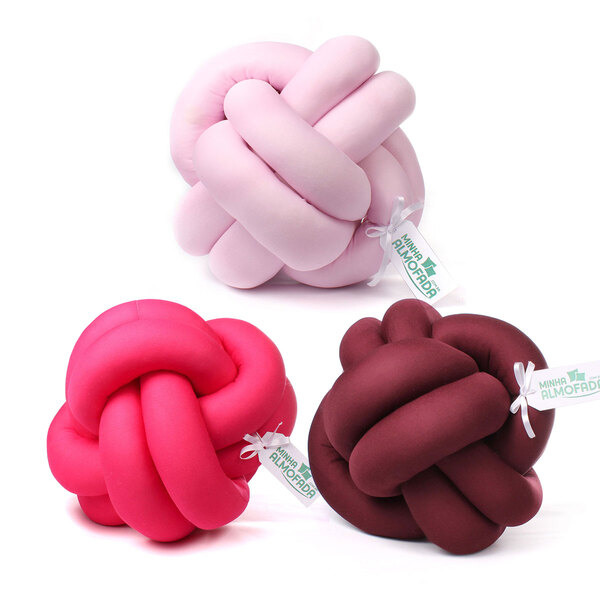 Almofada Nó Escandinavo Marsala, Pink E Rosa 3 Unidades