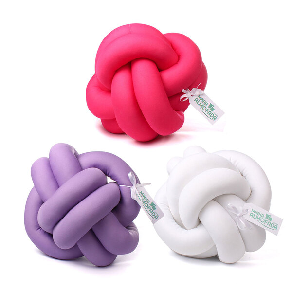 Almofada Nózinho Escandinavo Lilás, Pink E Branco 3 Unidades