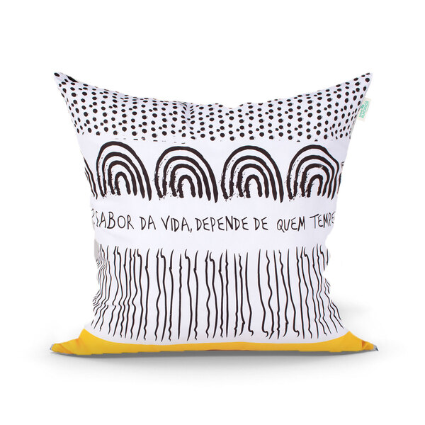 Almofada Par Sofá Geométrica Preta Estampada 45cm X 45cm Com