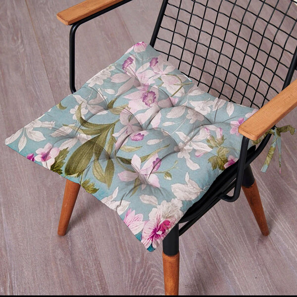 Almofada Para Cadeira Futton Wendy 40x40cm Azul Branco