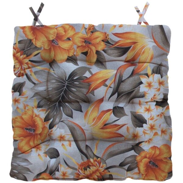 Almofada Para Cadeira Futton Wendy 40x40cm Floral Laranja