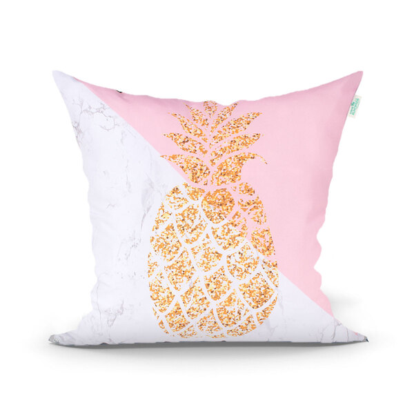 Almofada Para Cama Abacaxi Estampada 45cm X 45cm Com Refil De