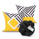 Almofada Para Quarto Amarela E Preta Geométrica 2 Unidades 45