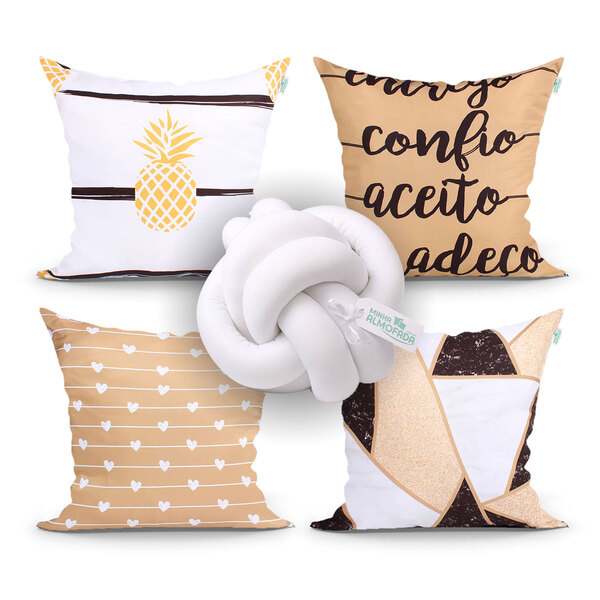 Almofada Para Quarto Decorativa 4 Unidades 45cm X 45cm Com Re