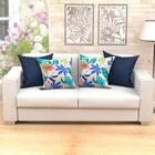 Almofada Para Sala Azul Decorativa Floral Grande 60cm X 60cm