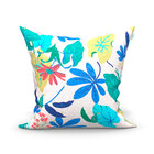 Almofada Para Sala Azul Decorativa Floral Grande 60cm X 60cm