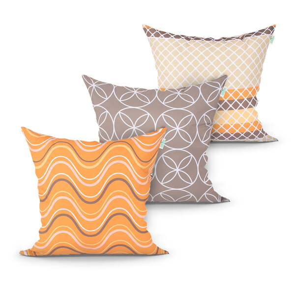 Almofada Para Sala Bege Estampada 3 Unidades 45cm X 45cm Com