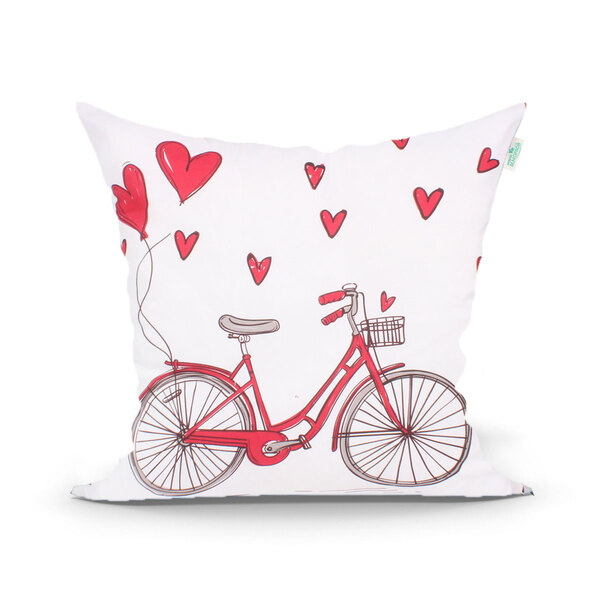 Almofada Para Sala Bicicleta Branca 45cm X 45cm Com Refil De