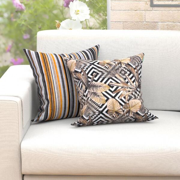 Almofada Para Sala Listrada Preta 2 Unidades Com Refil De Sil