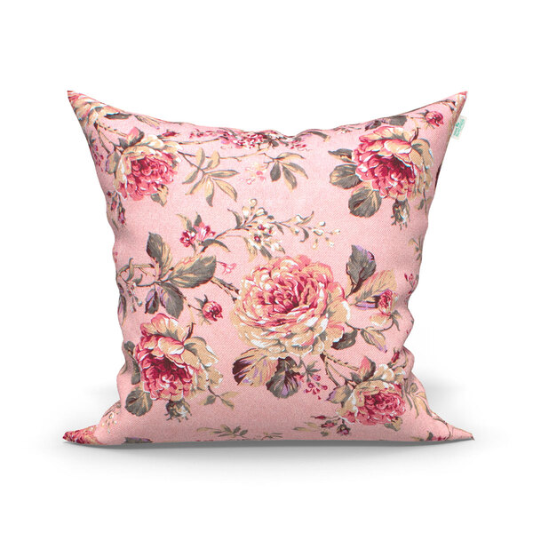 Almofada Para Sala Rosê Floral 60cm X 60cm Com Refil De Silic