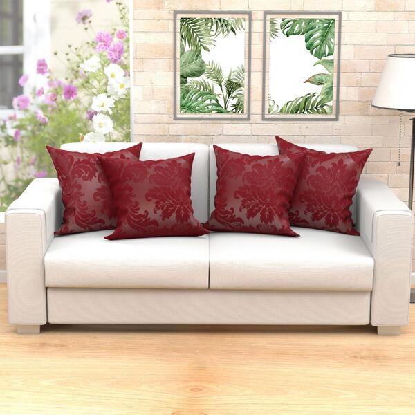 Almofada Para Sala Vermelha 4 Unidades Grandes 60cm X 60cm Co
