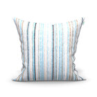 Almofada Para Sofá Azul Listrada E Floral Estampada 60cm X 60