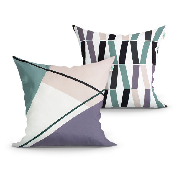 Almofada Para Sofá Cinza Geométrica 2 Unidades 45cm X 45cm Co