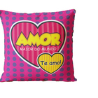 Almofada Para Sofá Sala Cheia 40x40 Amor Maior Rosa