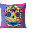 Almofada Para Sofá Sala Cheia 40x40 Caveira Borboleta Rosa