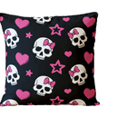 Almofada Para Sofá Sala Cheia 40x40 Caveira Corações Preto