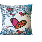 Almofada Para Sofá Sala Cheia 40x40 Corações Coloridos Azul