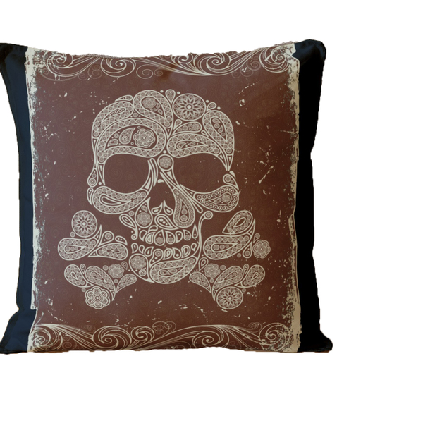 Almofada Para Sofá Sala Cheia 40x40 Decoração Caveira Preto