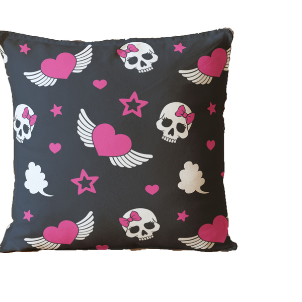 Almofada Para Sofá Sala Cheia 40x40 Decorativa Caveira Laço P