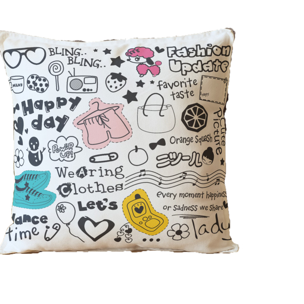 Almofada Para Sofá Sala Cheia 40x40 Desenhos Arte Branco