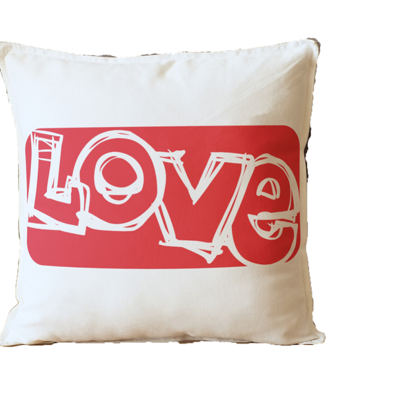 Almofada Para Sofá Sala Cheia 40x40 Love Branco