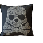 Almofada Para Sofá Sala Cheia 40x40 Preta Caveira Preto