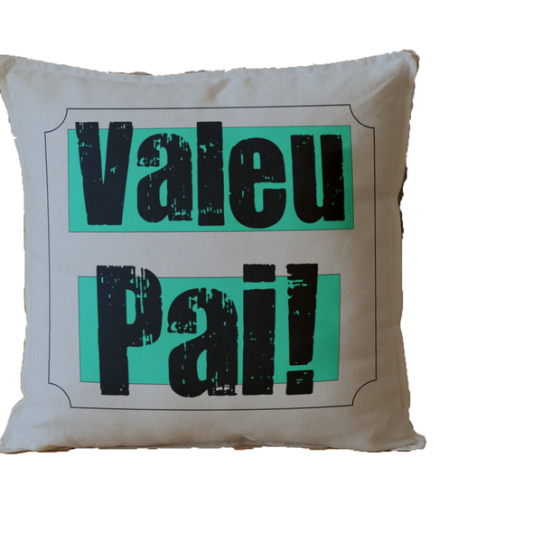 Almofada Para Sofá Sala Cheia 40x40 Valeu Pai Branco