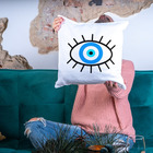 Almofada Para Sofá Sala Com Enchimento 40x40 Olho Grego Branco