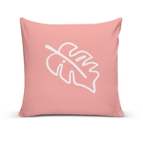 Almofada Para Sofá Sala Com Enchimento 40x40 Rosê Folha Rosa