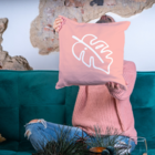 Almofada Para Sofá Sala Com Enchimento 40x40 Rosê Folha Rosa