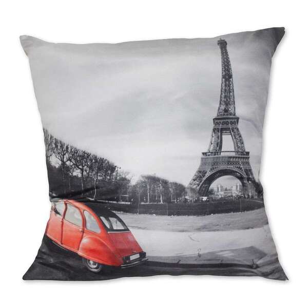 Almofada Paris Carro Vermelho & Cinza 42x42cm Uniart