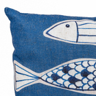 Almofada Quadrada Peixes Tecido Azul 12x43cm
