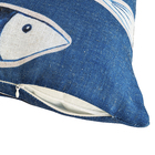 Almofada Quadrada Peixes Tecido Azul 12x43cm