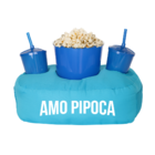 Almofada Porta Pipoca Azul Amo Pipoca Azul