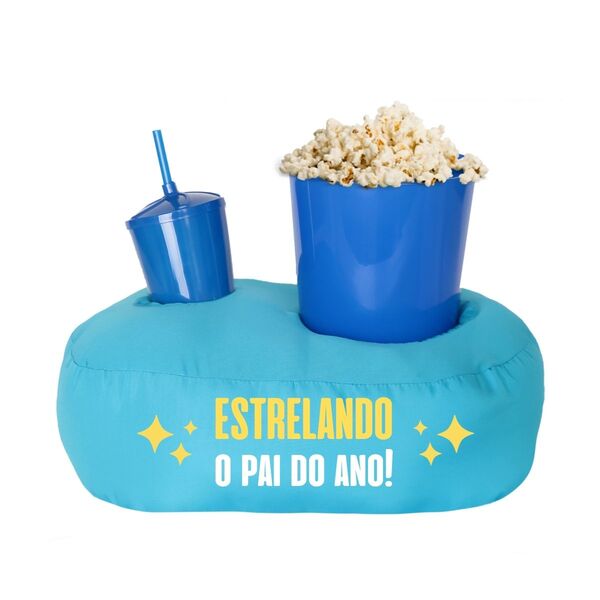 Almofada Porta Pipoca Azul Solteiro Estrelando O Pai Do Ano A