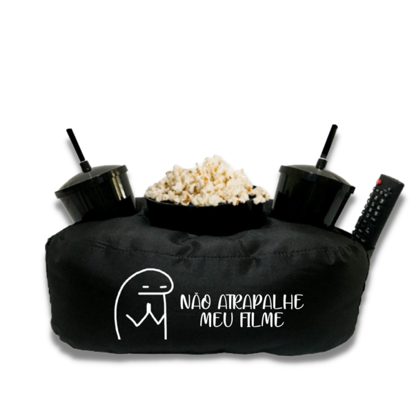 Almofada Porta Pipoca Casal Não Atrapalhe Meu Filme Preto
