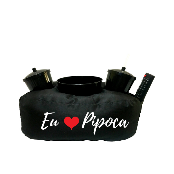 Almofada Porta Pipoca Eu Amo Pipoca Preto