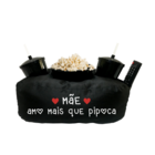Almofada Porta Pipoca Mãe Amo Mais Que Pipoca Preto