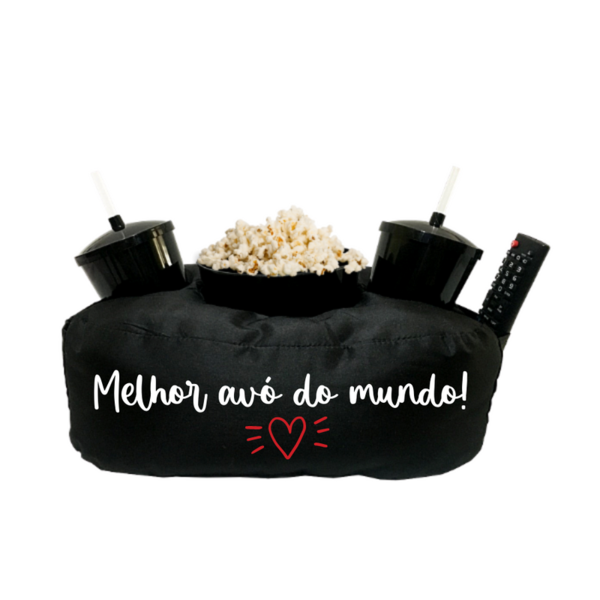 Almofada Porta Pipoca Melhor Avó Do Mundo Preto