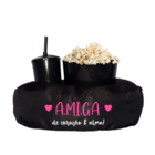 Almofada Porta Pipoca Preta Solteiro + Cubo + Máscara Preto