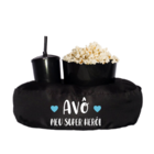 Almofada Porta Pipoca Preta Solteiro Avô Super Heroi + Cubo P