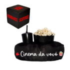 Almofada Porta Pipoca Preta Solteiro Cinema Da Vovó + Cubo Pr