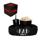 Almofada Porta Pipoca Preta Solteiro Pai Nota 10 + Cubo Preto