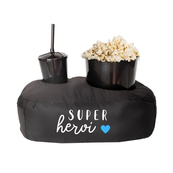 Almofada Porta Pipoca Preta Solteiro Pai Super Heroi Preto