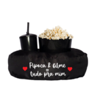 Almofada Porta Pipoca Preta Solteiro Pipoca E Filme + Cubo Pr